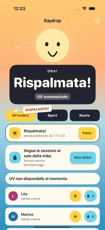 Allerta rispalmata in Raydrop, con lo striscione dell'aereo da spiaggia
